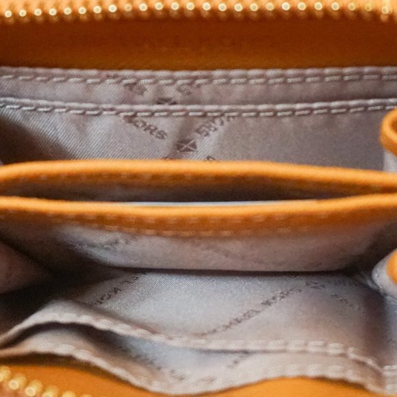 Michael Kors JST Card Case Wallet MK Brown Yellow - Picture 6 of 8